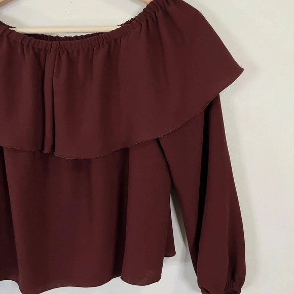 Aritzia  Wilfred Off Shoulder Long Sleeve Morel Blouse - Picture 10 of 12